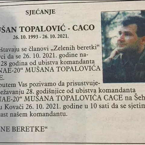 Zelene beretke odale počast Caci dan uoči odluke o podizanju spomenika njegovim žrtvama na Kazanima