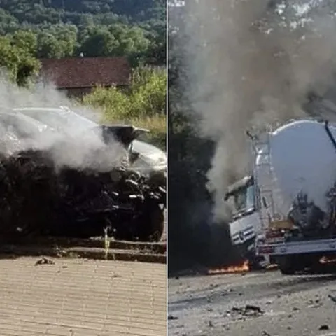 Teška nesreća kod Lukavca: Cisterna i automobil se zapalili nakon sudara