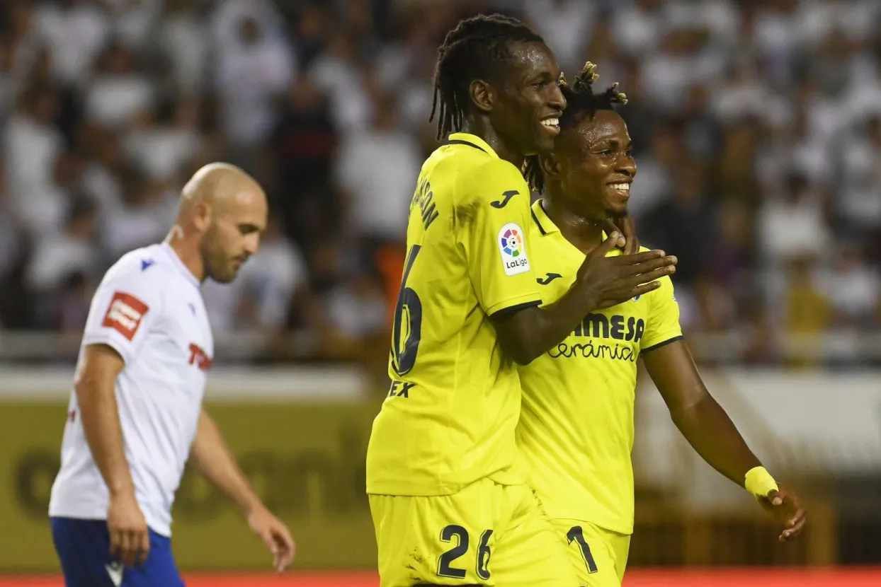 25.08.2022., stadion Poljud, Split - Uzvratna utakmica doigravanja za UEFA Konferencijsku Ligu, HNK Hajduk - Villarreal CF.Samu Chukwueze,Jackson Nicolas
Photo: Hrvoje Jelavic/PIXSELL