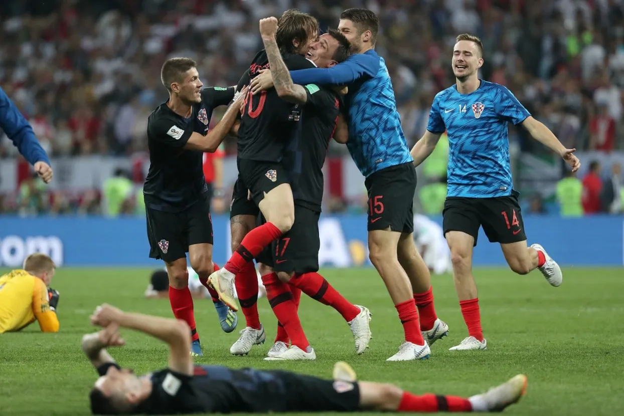 11.07.2018., stadion Luznjiki, Moskva, Rusija - Svjetsko nogometno prvenstvo 2018., polufinale, Hrvatska - Engleska. Hrvatska rezultatom 2:1 poslala Engleze kuci, u finalu ih ceka Francuska. Luka Modric, Mario MandzukicPhoto: Igor Kralj/PIXSELL