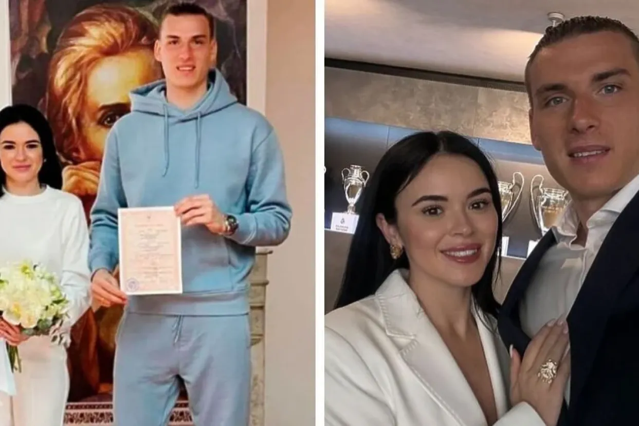 Andriy Lunin sa suprugom Anastasijom